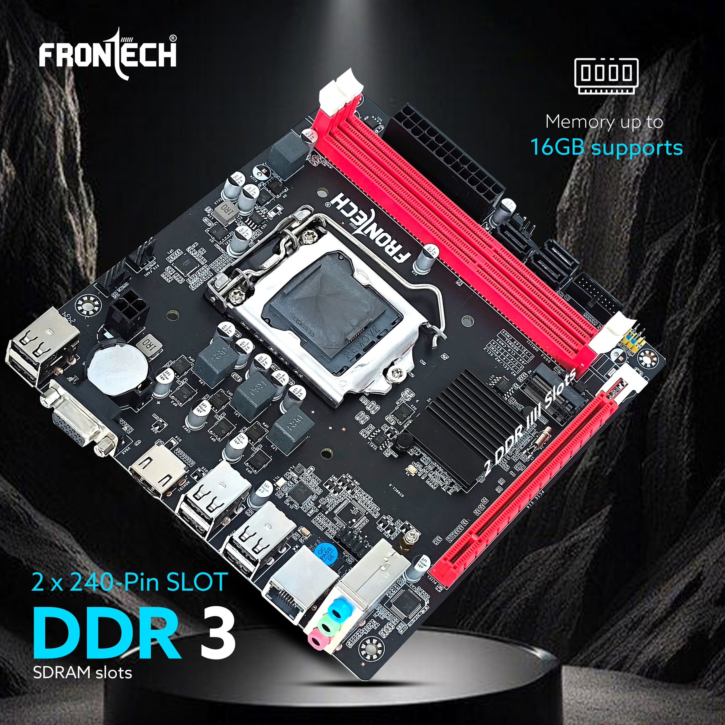 Frontech H61 Motherboard | Intel H61 Chipset, LGA1155, Dual DDR3, SATA 2.0, PCIe, HD Audio (FT-0491) Frontech H61 Motherboard | Intel H61 Chipset, LGA1155, Dual DDR3, SATA 2.0, PCIe, HD Audio (FT-0491)
